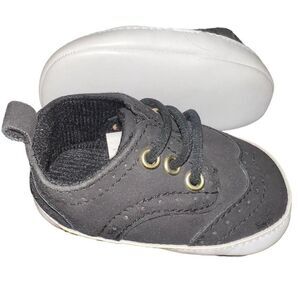Unisex First Steps Black Oxford Baby Shoes Size 3-6M